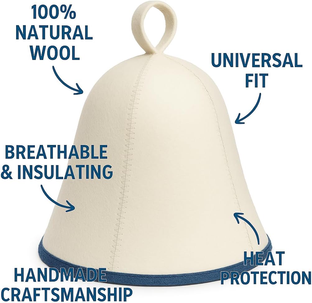 DIVELUX Wool Sauna Hat — White-blue