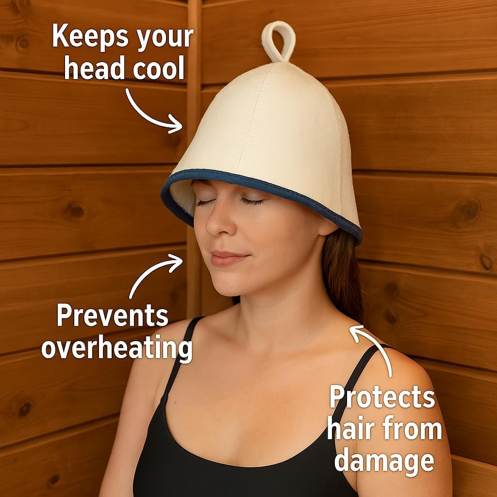 DIVELUX Wool Sauna Hat — White-blue