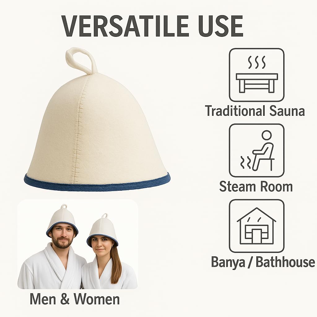 DIVELUX Wool Sauna Hat — White-blue
