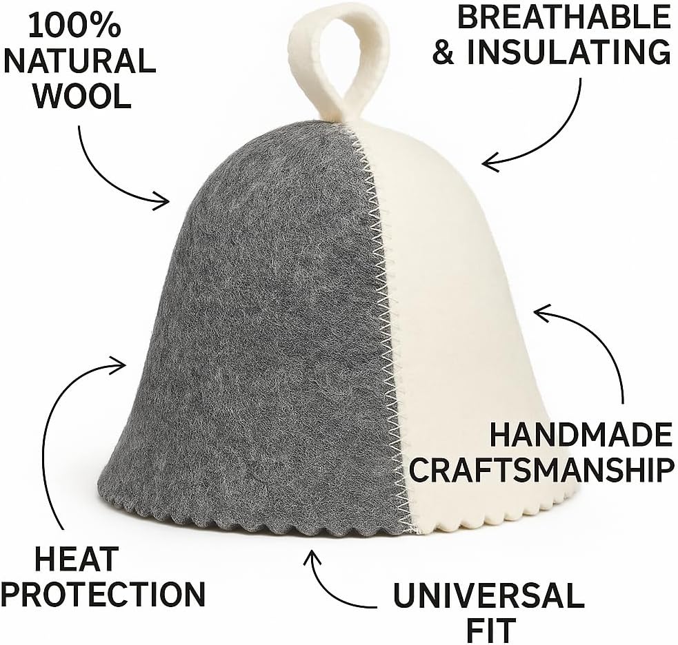 DIVELUX Wool Sauna Hat — White-grey