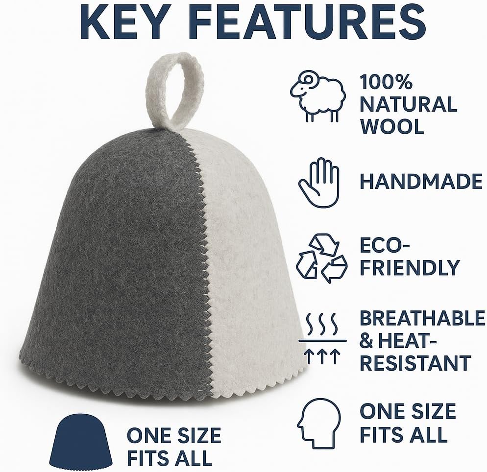 DIVELUX Wool Sauna Hat — White-grey