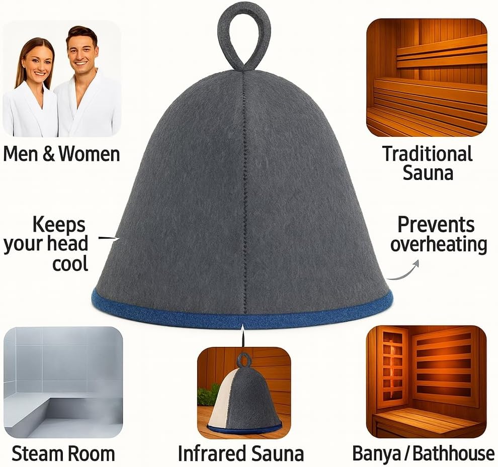 DIVELUX Wool Sauna Hat — Grey-blue