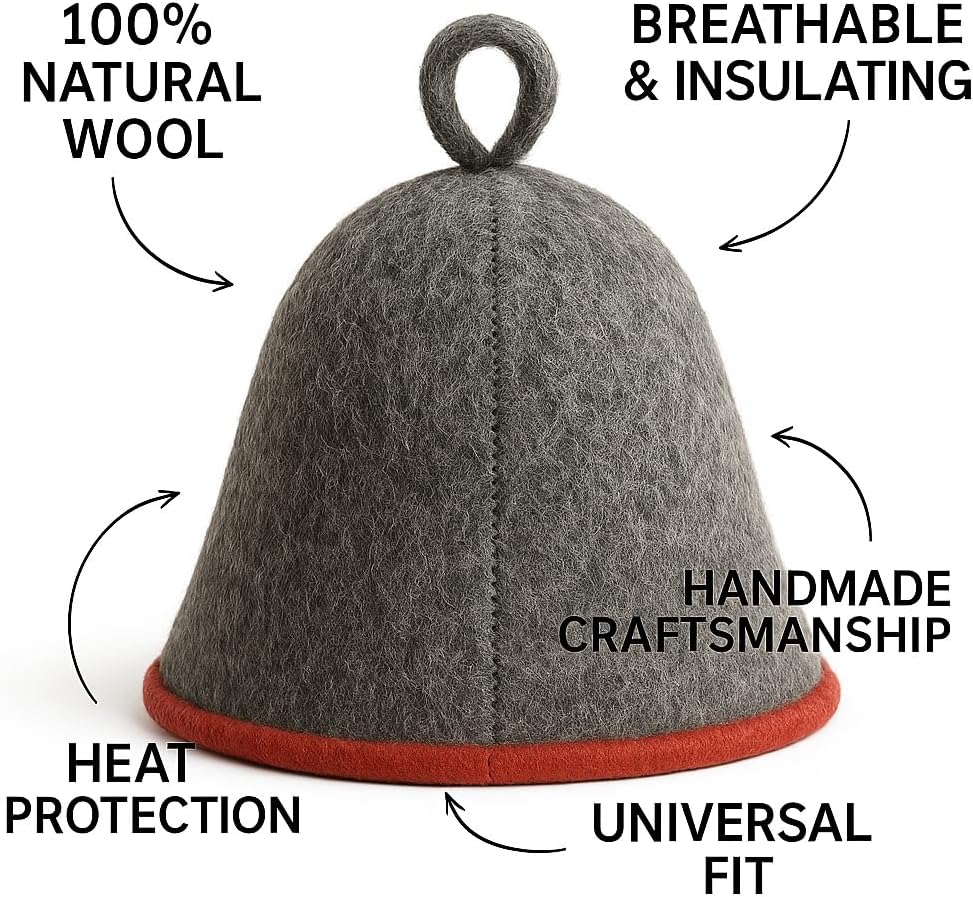 DIVELUX Wool Sauna Hat — Grey-red