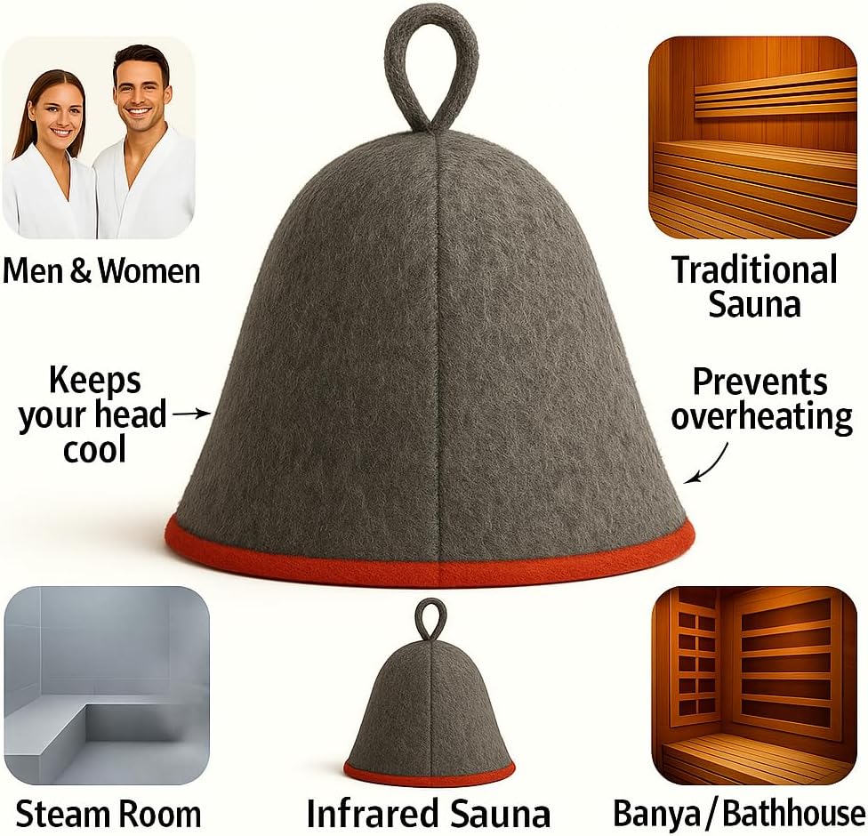 DIVELUX Wool Sauna Hat — Grey-red