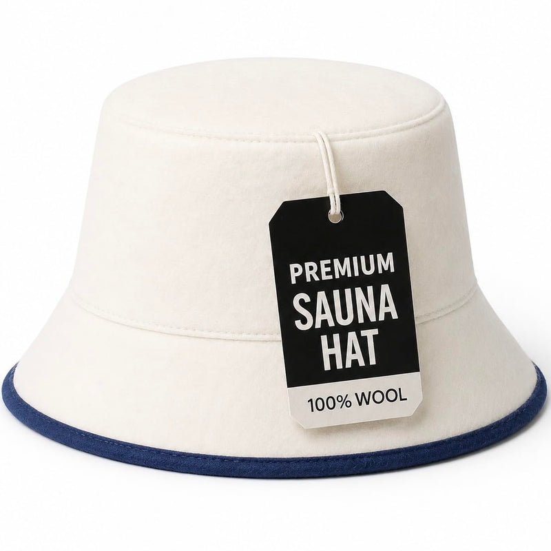 DIVELUX Bucket Wool Sauna Hat, White-blue