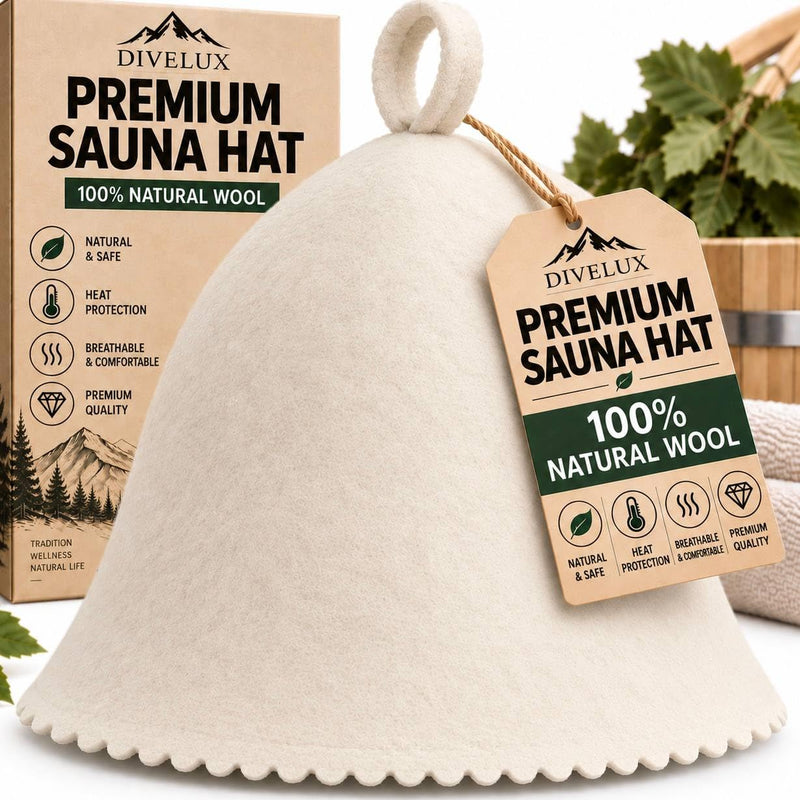 DIVELUX Classic Wool Sauna Hat, White