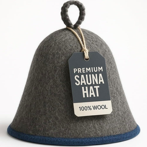 DIVELUX Wool Sauna Hat — white-grey-blue — 100% natural wool